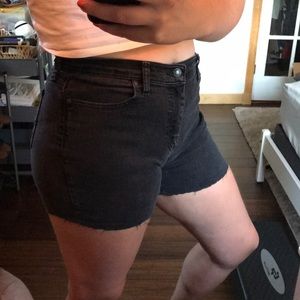 Lee Raw Edge Washed Black Denim Shorts